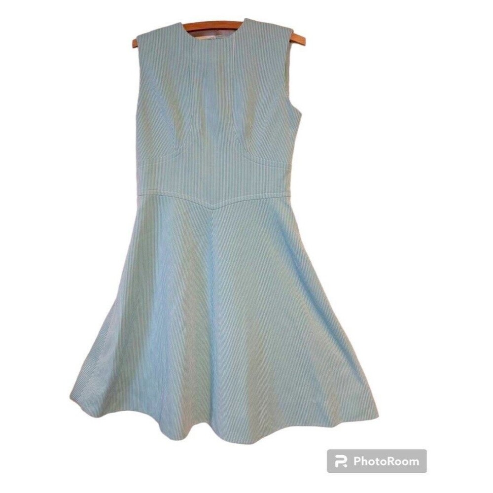 60s Mod Dress Sleeveless Blue Striped Vintage Casual Summer S M